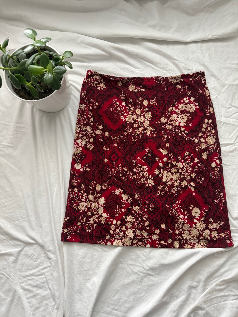 Savvy Burgundy Floral Pencil Skirt